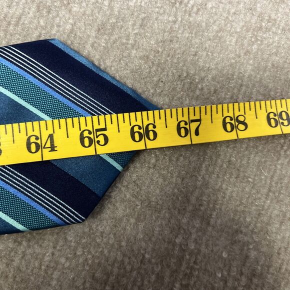 Geoffrey‎ Beene Neck Tie Extra Long XL Blue Turquoise Striped - Picture 4 of 5
